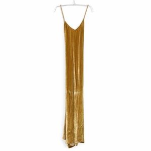 Reformation Rimini Velvet Maxi Dress Gold Open Back Spaghetti Strap M NWOT